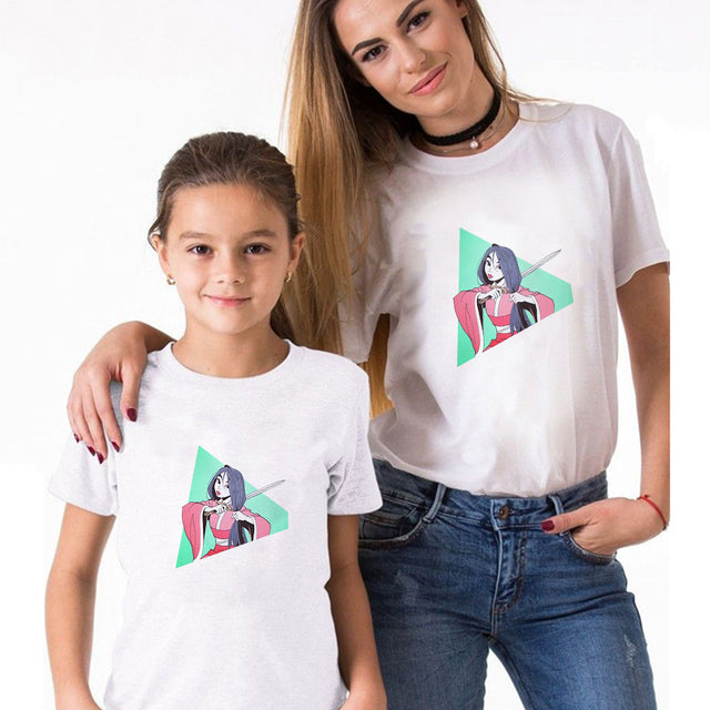 T-shirts For Girls Family Look Baby Girl Outfit Mom And Me Clothes Summer Loose Plus Size Matching Couple Outfits Disney Costume