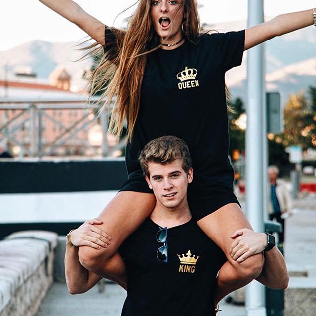 Outfits Poleras De Mujer Moda for Him and Her Valentine's Gift Funny Couple T Shirts King and Queen Love Matching Tees Tops