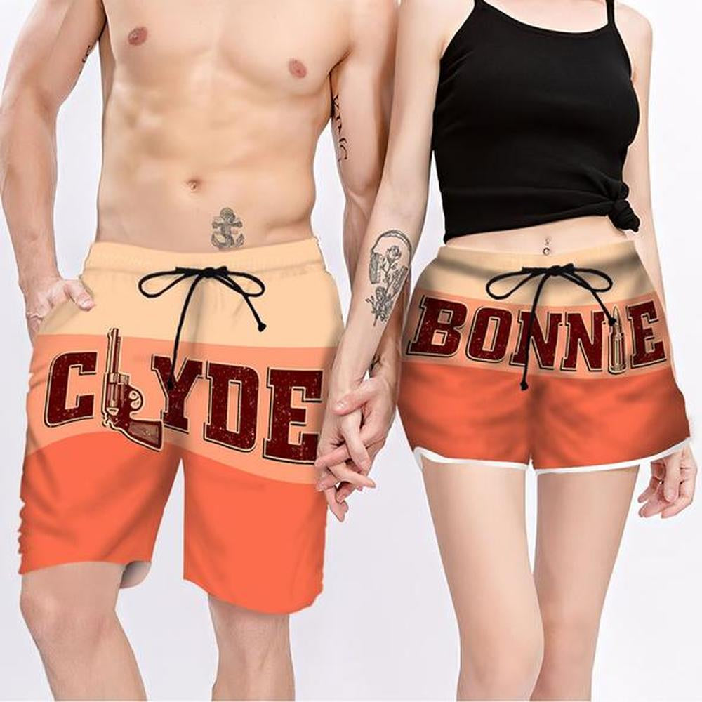 CLOOCL Couple Matching Clyde Bonnie Coral Shorts 3D Printed Casual Shorts Men Women for Couple Outfit Beach Shorts Drop Shipping