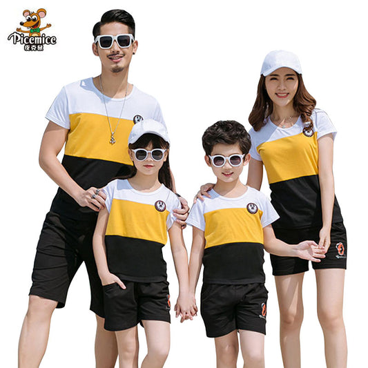Summer Family Matching Outfits Father Boy Mother Daughter Cotton Shirts Shorts Pants set Plus Size Family Clothing