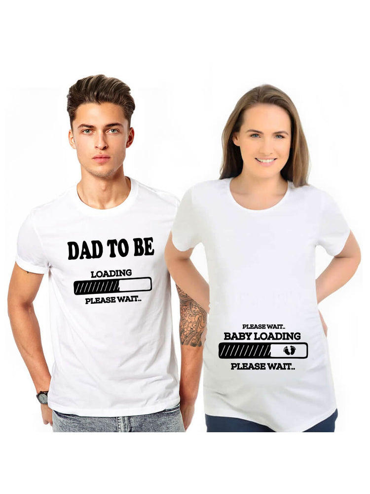 Dad To Be Baby Loading Couple T-Shirt Summer Funny Maternity Matching T Shirts Pregnancy Announcement Shirts Clothes Outfits