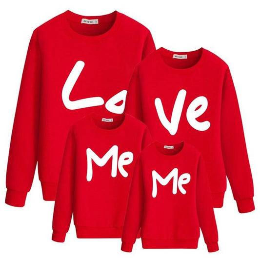 Family Sweatshirt Love Printed Outfit Couple Man Woman Kid Dad Mom Daughter Son Mommy And Me Matching Clothes Tshirt