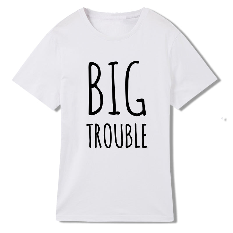 Gift for Him Gifts for Dad tshirt BIG TROUBLE daddy &LITTLE TROUBLE baby Matching Shirts Father and Son Funny Shirts Family Tops