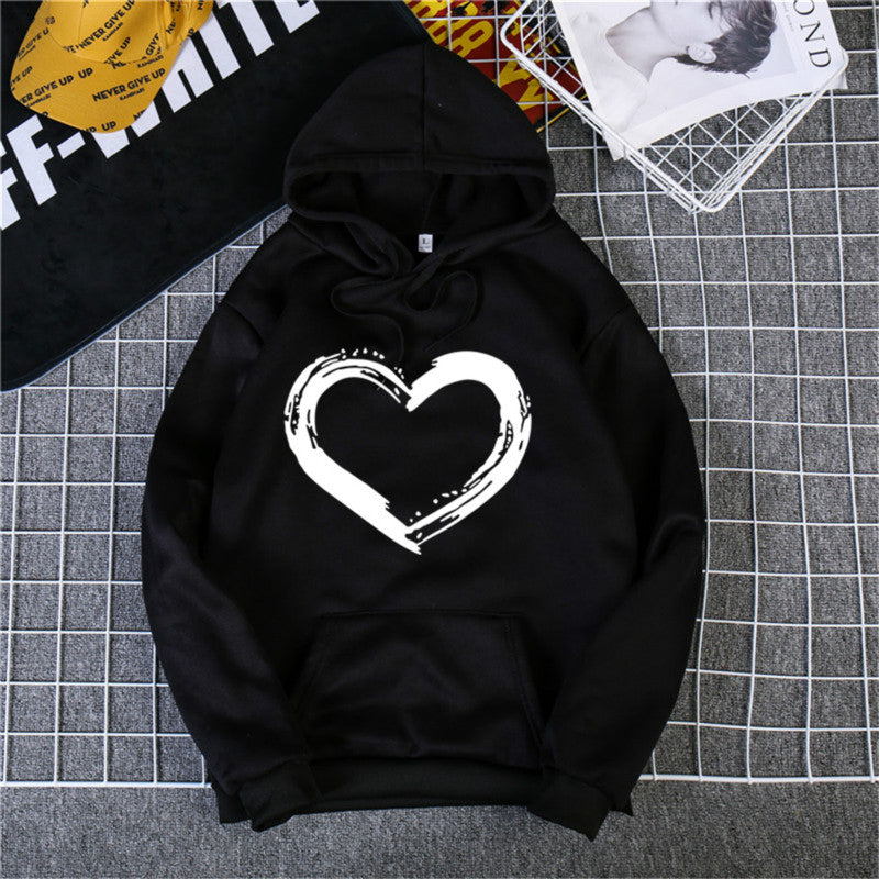 Heart Print  Hoodies Women/Men Long Sleeve O Neck Loose Hoodie Autumn Winter Hoodies Long Sleeve Female Sweatshirt