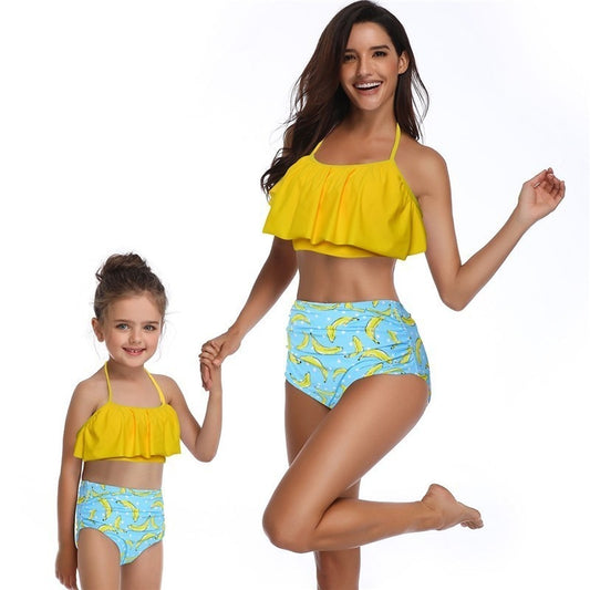 Matching Family SwimwearMother Girl Bikini Swimsuit For Mom and Daughter Swimsuits Female Children Baby Kid Beach Bathing Suits