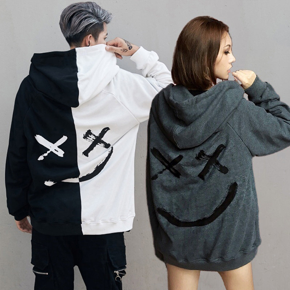 Hoodies Winter Hip Hop Print Oversized Sweatshirts Fashion Patchwork Unisex Couple Streetwear Men Women Hoodies