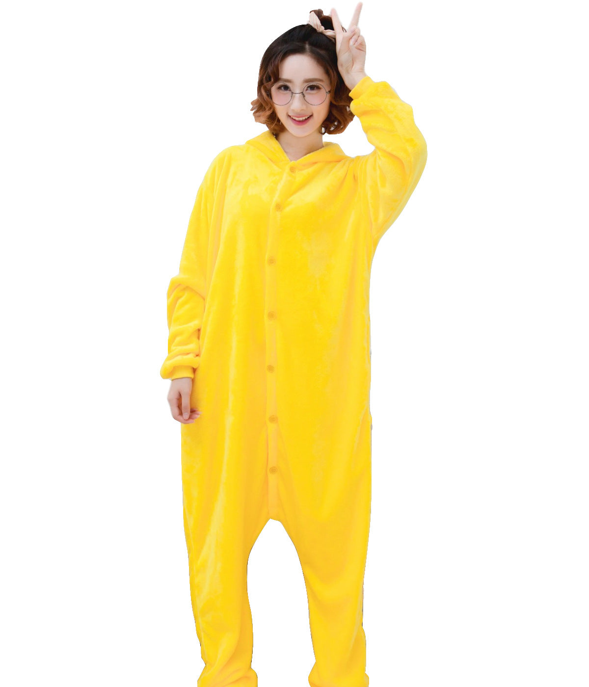 Family Halloween Cosplay Costume Animal Yellow Anime Pajamas Winter Warm Cartoon Sleepwear Matching Outfits Mother Kids