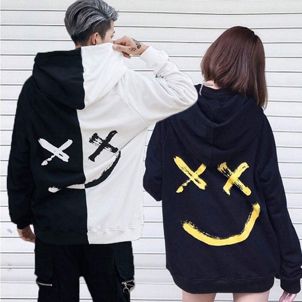 Hoodies Winter Hip Hop Print Oversized Sweatshirts Fashion Patchwork Unisex Couple Streetwear Men Women Hoodies