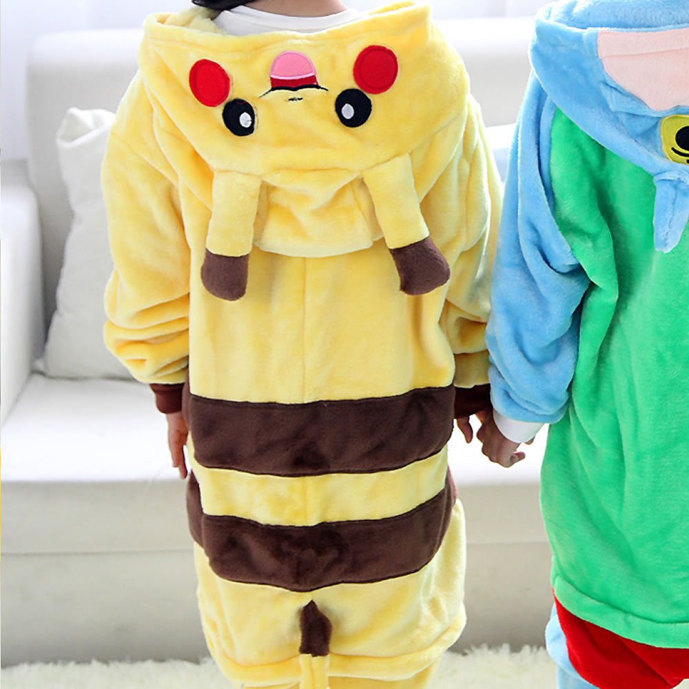 Family Halloween Cosplay Costume Animal Yellow Anime Pajamas Winter Warm Cartoon Sleepwear Matching Outfits Mother Kids