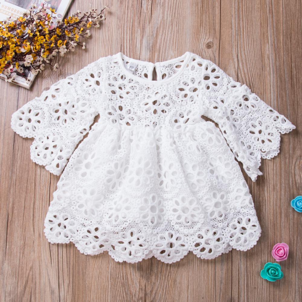 Family Matching Clothes Mother Daughter Dresses White Hollow  Floral Lace Dress Mini Dress Mom Baby Girl Party Clothes