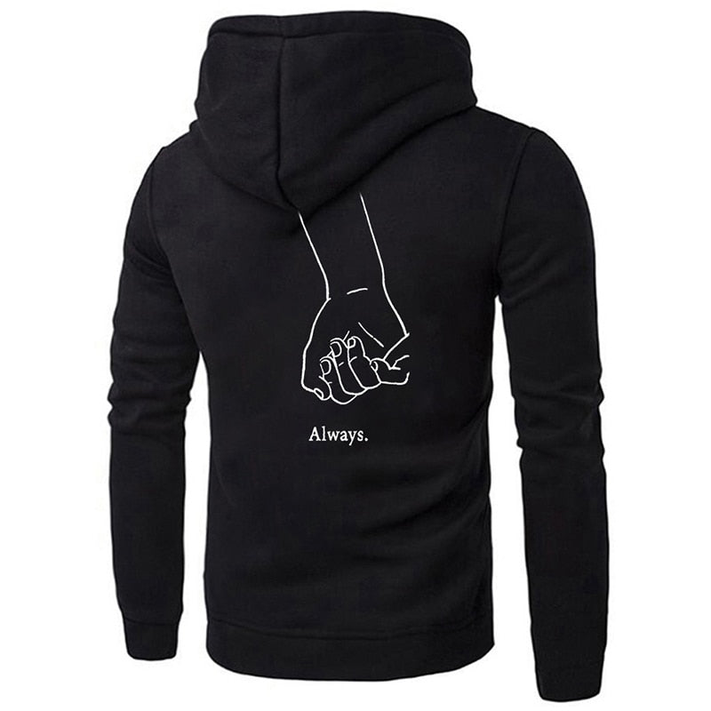 Autumn Winter Long Sleeve Always Forever Hoodies Fashion Lovers Sweatshirts Hooded Gifts Couple Letter Print Matching Hoodies