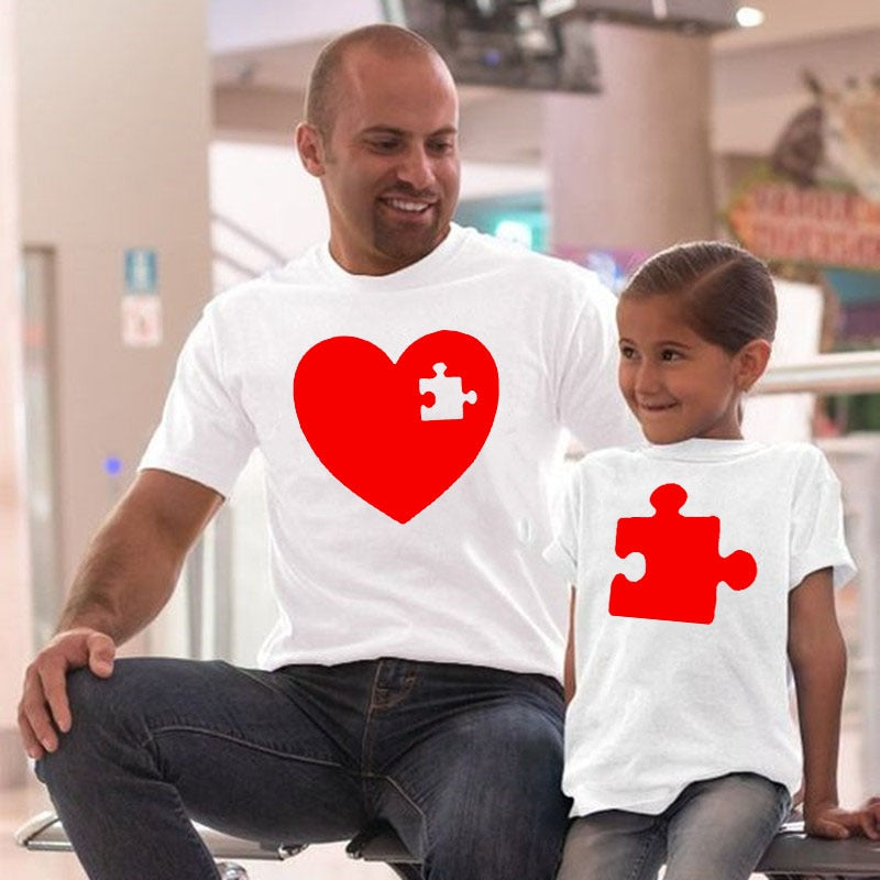 Love Heart Valentine Family Matching Clothes Couple T Shirt Mother Father Kids T-shirt Tops Family Look Outfit Girls Boys Tshirt