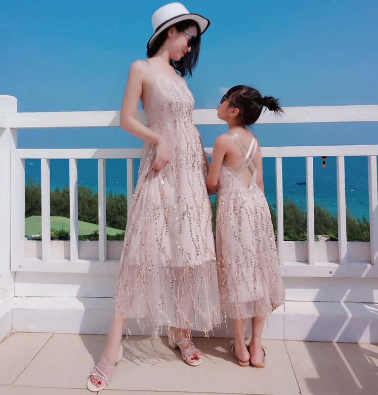 Tank Tassel Mother Daughter Dresses Family Matching Outfits Look Mommy and Me Clothes Mom Mum Baby Women Girls Dress Clothing