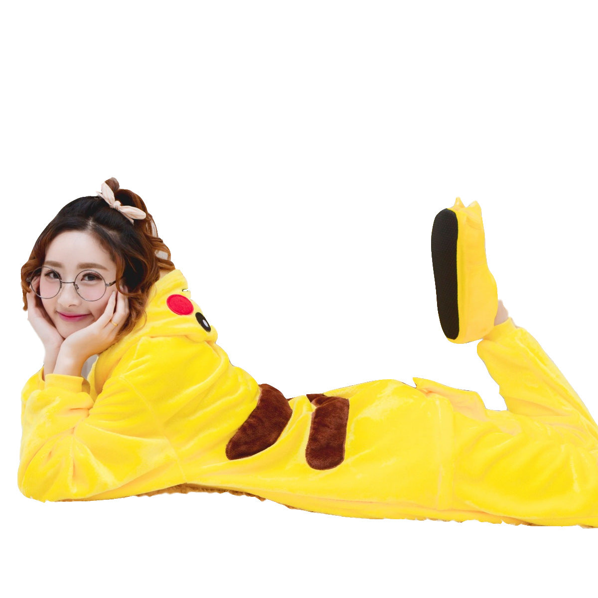 Family Halloween Cosplay Costume Animal Yellow Anime Pajamas Winter Warm Cartoon Sleepwear Matching Outfits Mother Kids