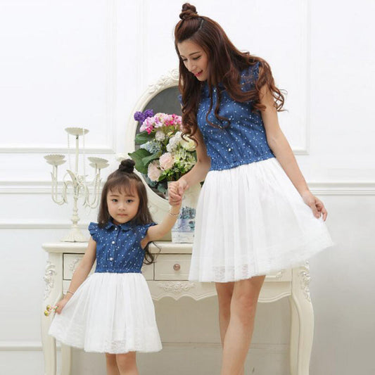 Mother Daughter Dresses Summer Family Clothing Mom and Daughter Dress Family Matching Outfits Dress for Kids and Women