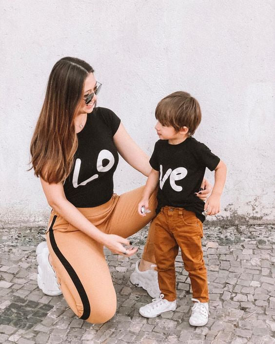 Matching Mom and Child Shirts Mother and Daughter Son Shirts Summer Short Sleeve Casual Loved Mommy and Kid Family Look Outfits