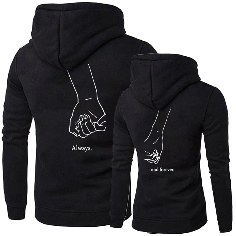 Autumn Winter Long Sleeve Always Forever Hoodies Fashion Lovers Sweatshirts Hooded Gifts Couple Letter Print Matching Hoodies