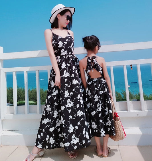 Tank Tassel Mother black and white Daughter Dresses Family Matching Outfits Look Mommy and Me Clothes Mom Mum Baby Women Girls Dress Clothing