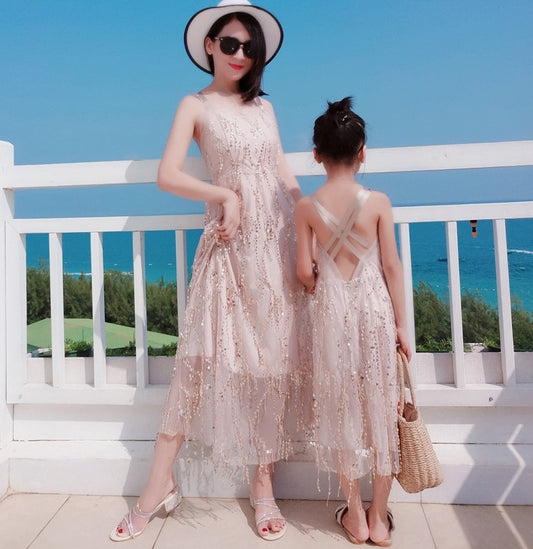 Tank Tassel Mother Daughter Dresses Family Matching Outfits Look Mommy and Me Clothes Mom Mum Baby Women Girls Dress Clothing