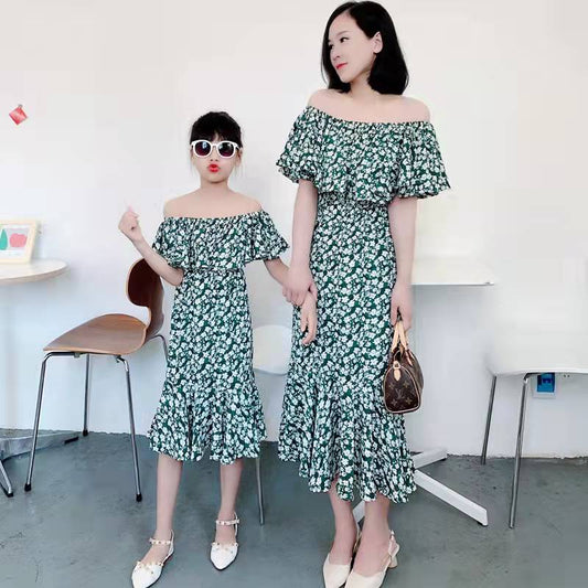 Tank Tassel Mother Daughter Dresses Family Matching Outfits Look Mommy and Me Clothes Mom Mum Baby Women Girls Dress Clothing green and white dress