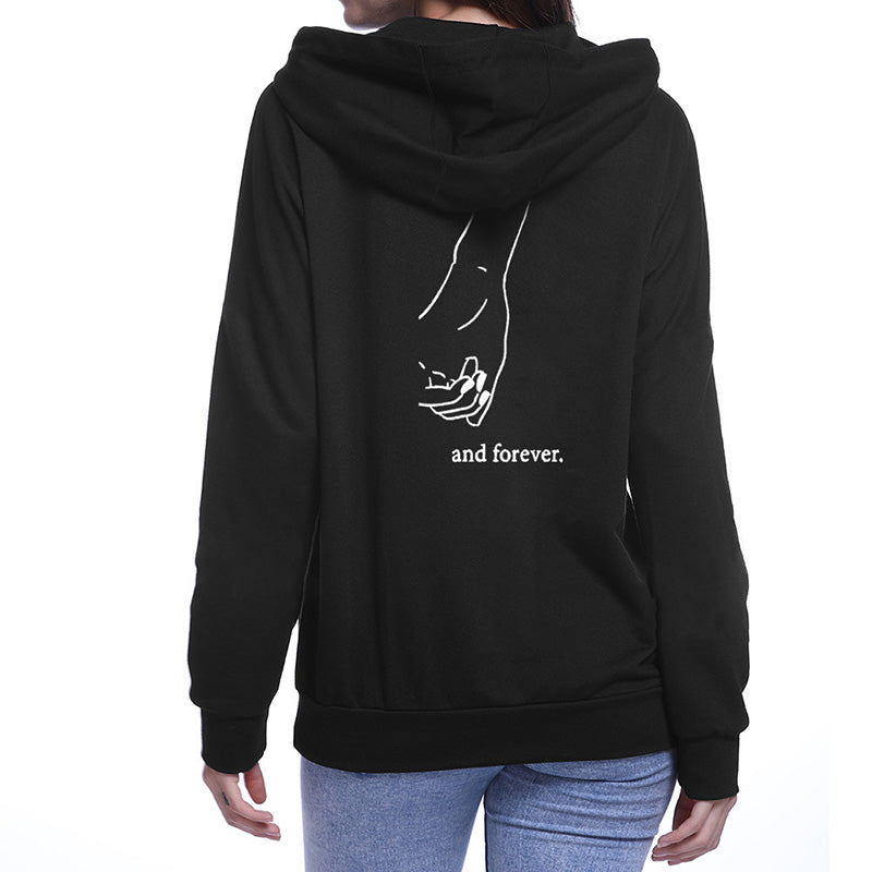 Autumn Winter Long Sleeve Always Forever Hoodies Fashion Lovers Sweatshirts Hooded Gifts Couple Letter Print Matching Hoodies