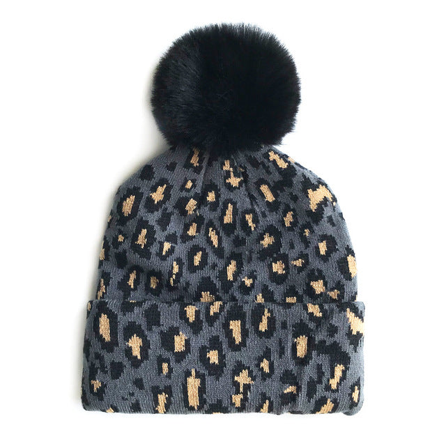 Matching Family Outfits Leopard Children Hats Mother Kids Hats Winter Kids Caps Warm Photography Props Girls Hats Boys Clothing