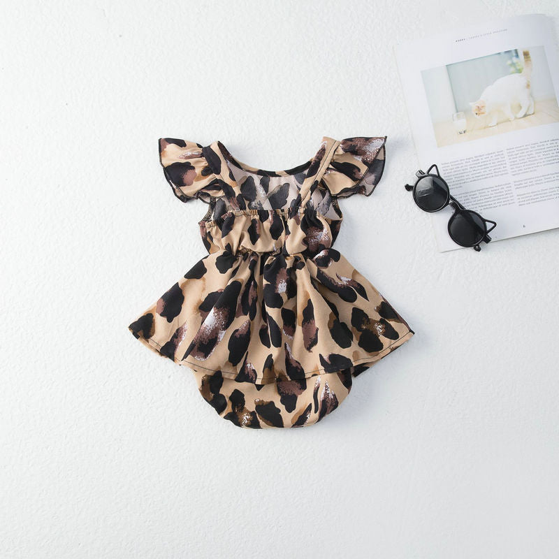 2022 Sleeveless Family Look Matching Outfits Jumpsuit Leopard Mother Daughter Clothing Sets Mommy And Me Dresses Clothes 0-9Y