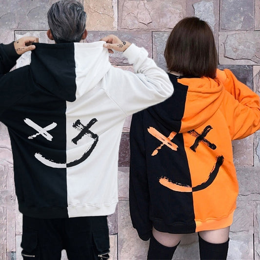 Hoodies Winter Hip Hop Print Oversized Sweatshirts Fashion Patchwork Unisex Couple Streetwear Men Women Hoodies