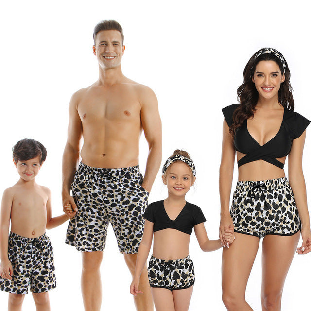 Family Matching Swimsuits Mother Daughter Bikini Mom Me Dad Son Girls Boys Swimwear Women Men Shorts Couples Beach Outfits