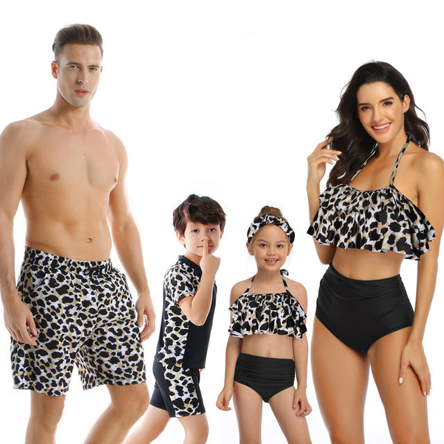 Family Matching Swimsuits Mother Daughter Bikini Mom Me Dad Son Girls Boys Swimwear Women Men Shorts Couples Beach Outfits