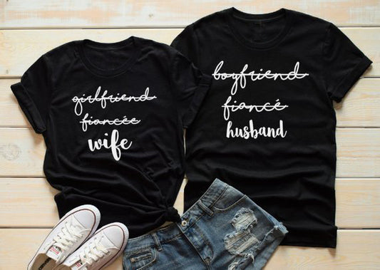 Wedding Day Matching Couples T-Shirt Wife To Be Camisetas Husband To Be Shirt Bachelor Party Wedding Tops Matching Outfits
