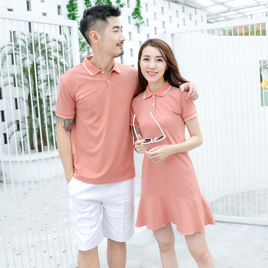 2020 new family couple clothes family matching outfits summer mother daughter matching dresses dad son turn down collar T-shirt