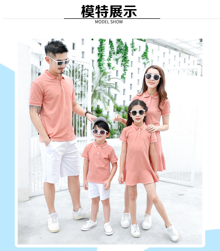 2020 new family couple clothes family matching outfits summer mother daughter matching dresses dad son turn down collar T-shirt