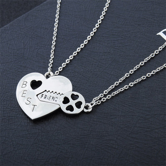 Creative Popular Jewelry Fashion all-match Peach Heart Stitching Key Lettering Best Friends Good Friend Set Necklace Accessories