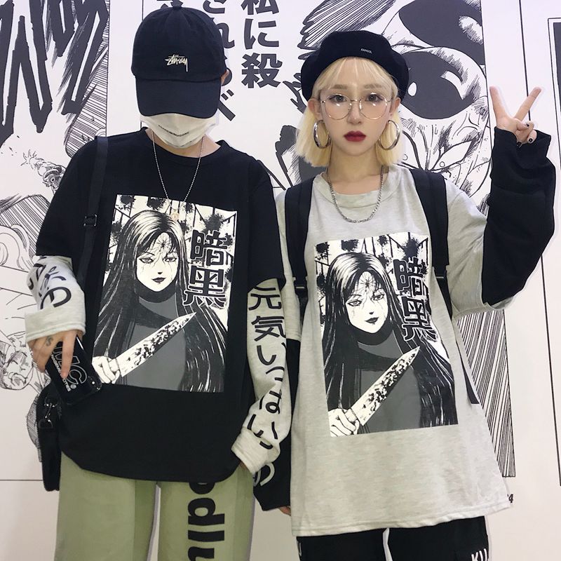 Couple Matching T-shirts Print Clothes Fashion Manga Style Young Women Men Summer Outfit Wear Clothing