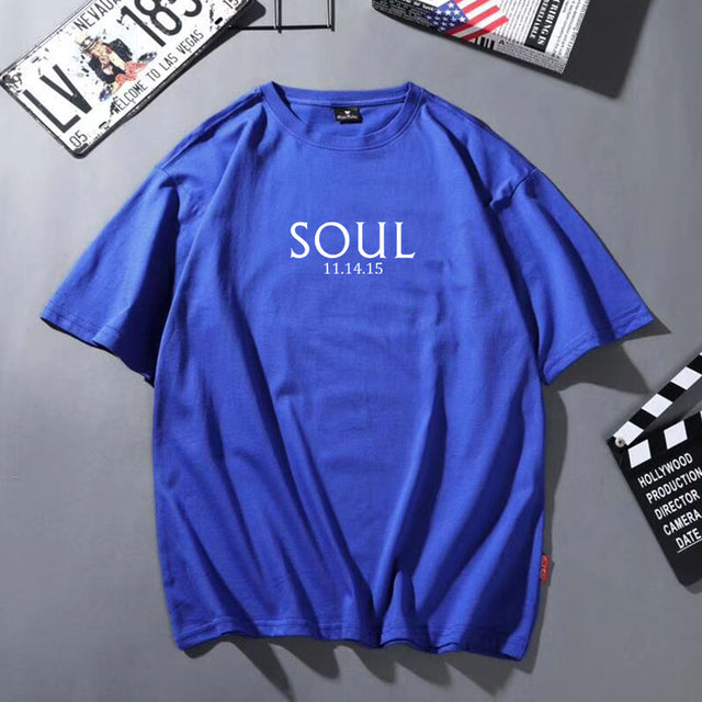 Cotton T Shirt Women Men Korean Casual Simple Tshirt Woman Clothes Tops O-neck Soul Mate Letter T-shirt Couple Matching Outfits