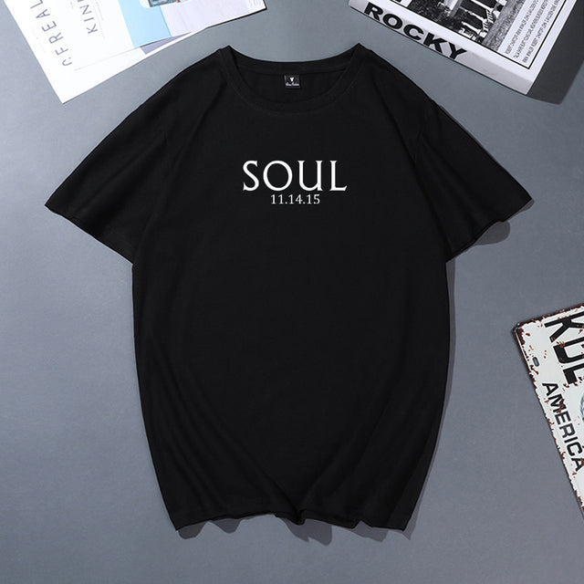 Cotton T Shirt Women Men Korean Casual Simple Tshirt Woman Clothes Tops O-neck Soul Mate Letter T-shirt Couple Matching Outfits