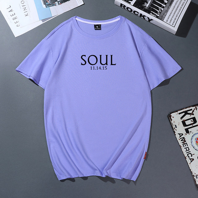 Cotton T Shirt Women Men Korean Casual Simple Tshirt Woman Clothes Tops O-neck Soul Mate Letter T-shirt Couple Matching Outfits