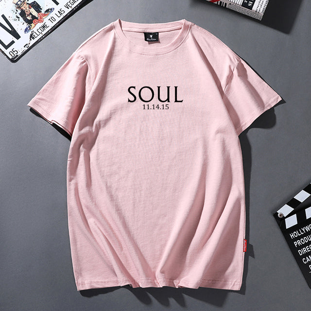 Cotton T Shirt Women Men Korean Casual Simple Tshirt Woman Clothes Tops O-neck Soul Mate Letter T-shirt Couple Matching Outfits