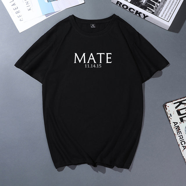 Cotton T Shirt Women Men Korean Casual Simple Tshirt Woman Clothes Tops O-neck Soul Mate Letter T-shirt Couple Matching Outfits