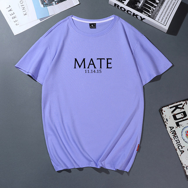 Cotton T Shirt Women Men Korean Casual Simple Tshirt Woman Clothes Tops O-neck Soul Mate Letter T-shirt Couple Matching Outfits