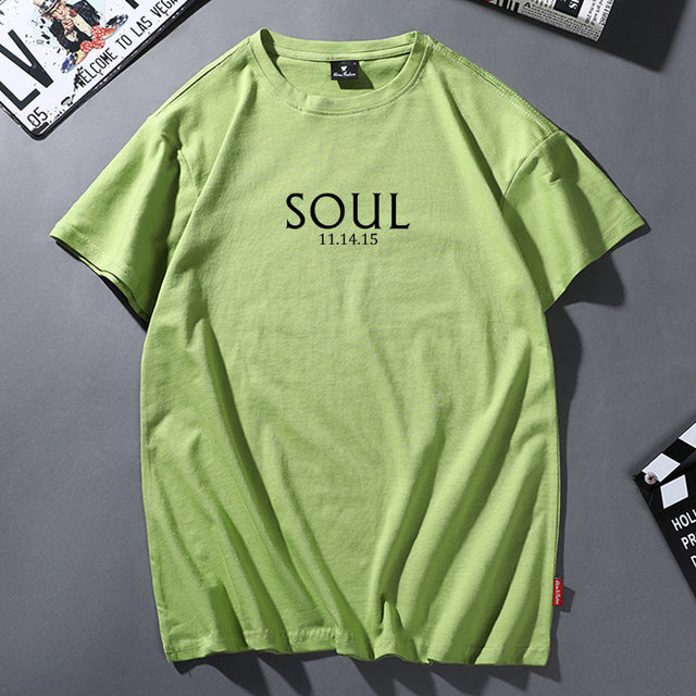 Cotton T Shirt Women Men Korean Casual Simple Tshirt Woman Clothes Tops O-neck Soul Mate Letter T-shirt Couple Matching Outfits