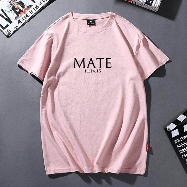 Cotton T Shirt Women Men Korean Casual Simple Tshirt Woman Clothes Tops O-neck Soul Mate Letter T-shirt Couple Matching Outfits