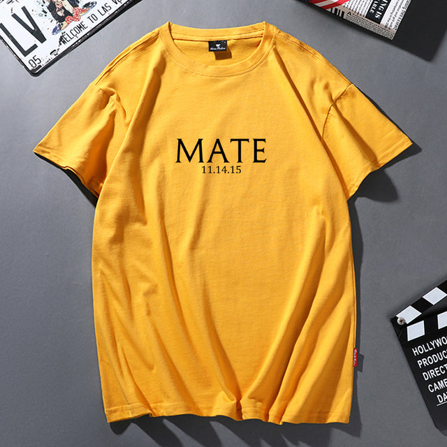 Cotton T Shirt Women Men Korean Casual Simple Tshirt Woman Clothes Tops O-neck Soul Mate Letter T-shirt Couple Matching Outfits