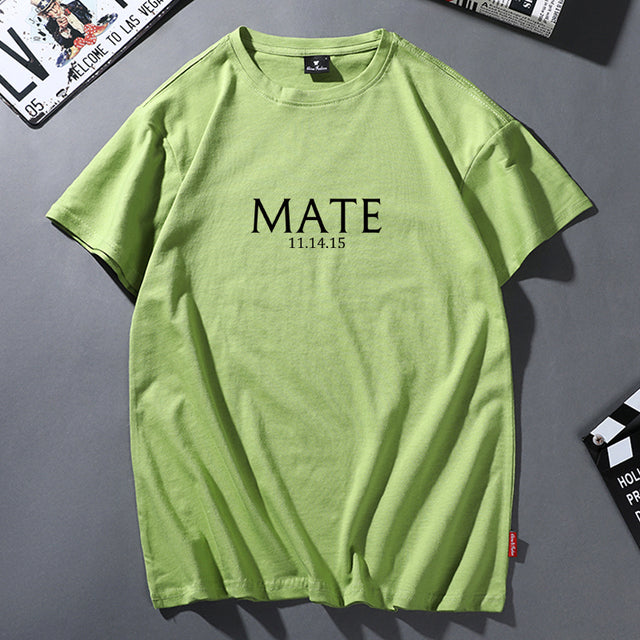 Cotton T Shirt Women Men Korean Casual Simple Tshirt Woman Clothes Tops O-neck Soul Mate Letter T-shirt Couple Matching Outfits