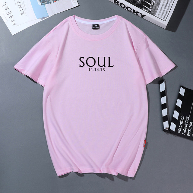 Cotton T Shirt Women Men Korean Casual Simple Tshirt Woman Clothes Tops O-neck Soul Mate Letter T-shirt Couple Matching Outfits