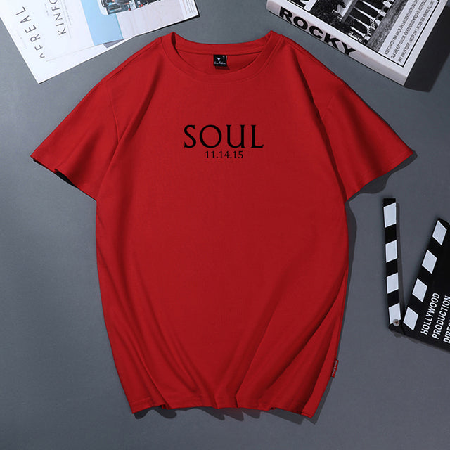 Cotton T Shirt Women Men Korean Casual Simple Tshirt Woman Clothes Tops O-neck Soul Mate Letter T-shirt Couple Matching Outfits