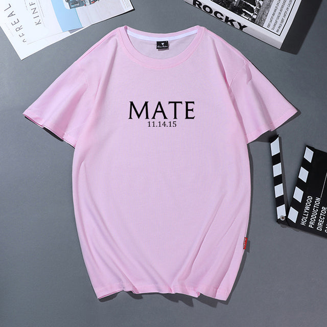 Cotton T Shirt Women Men Korean Casual Simple Tshirt Woman Clothes Tops O-neck Soul Mate Letter T-shirt Couple Matching Outfits