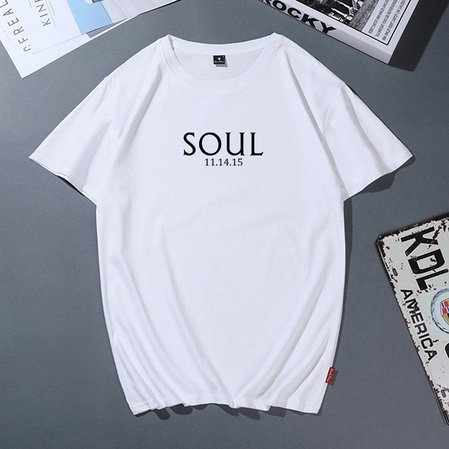 Cotton T Shirt Women Men Korean Casual Simple Tshirt Woman Clothes Tops O-neck Soul Mate Letter T-shirt Couple Matching Outfits