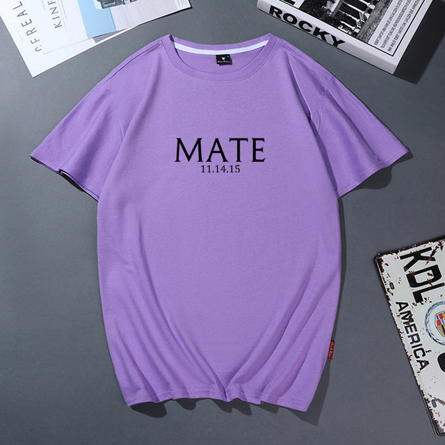 Cotton T Shirt Women Men Korean Casual Simple Tshirt Woman Clothes Tops O-neck Soul Mate Letter T-shirt Couple Matching Outfits